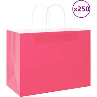vidaXL Хартиени торбички 250 бр с дръжки розови 32x17x25 см (4101677)