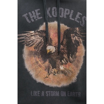 The Kooples Памучен суичър The Kooples в сиво с качулка с принт HSWE29023K (HSWE29023K)