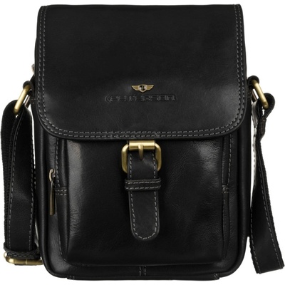 Pánska kožená crossbody taška KT183 čierna