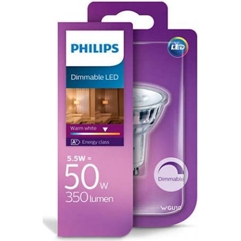 Philips LED žárovka 5,5W 50W GU10 Teplá bílá DIM