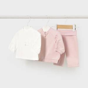 Mayoral Спортен комплект 3 части беб. розов за новородено момиче Mayoral
