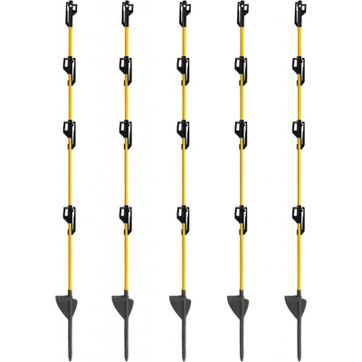 Sklolaminátový oválný sloupek pro elektrický ohradník 110 cm, nášlap a hrot, 4 izolátory - 10 ks