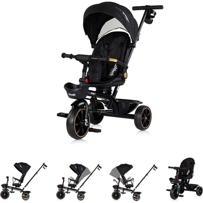 Chipolino Tricycle Max Sport 2 v 1 držiak na pohár otočné sedadlo košík s čiernym vzorom