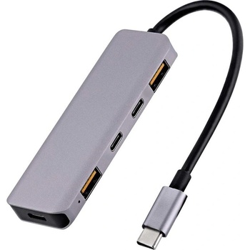 T'nB USB Хъб TNB, 5 в 1, USB Type-C, сив (2113120009)