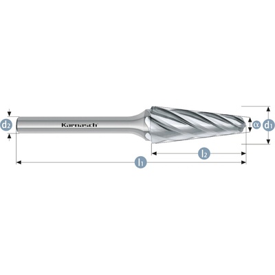 Karnasch 113085060 | L (KEL) -Kužeľová zaoblená fréza HP-7 16,0x33x6-78/14°mm, nepovlakované