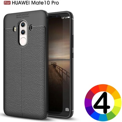 Huawei Mate 10 Pro Удароустойчив Litchi Skin Калъф и Протектор