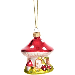 Sass & Belle Стъклена ръчно изработена коледна украса ø 6 cm Mushroom House - Sass & Belle (LINXM286)