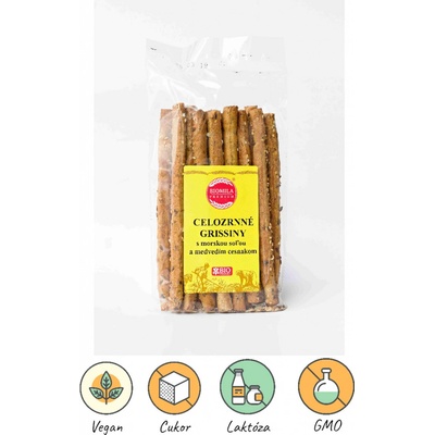BIOMILA Celozrnné grissiny s morskou soľou a pizza korením bio 100 g