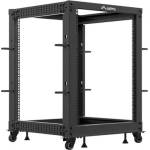 Lanberg Комуникационен шкаф, Lanberg open rack 19" 15U 600x600-1100 adjustable black (OR01-6115-B)