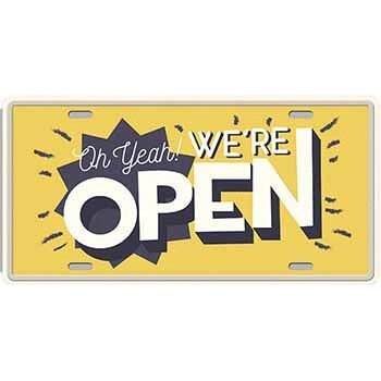 Ceduľa značka We Are Open