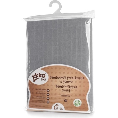 Kikko Bambusové prostěradlo s gumou XKKO BMB Baby Grey 60x120