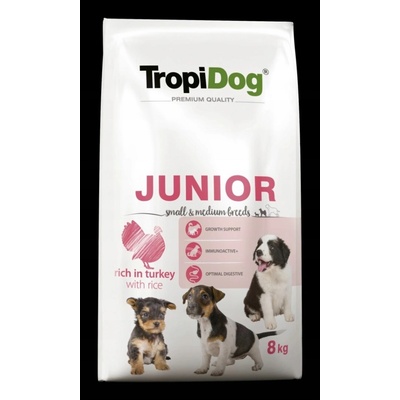 Tropidog Premium Junior Small & Medium Turkey & Rice 8 kg