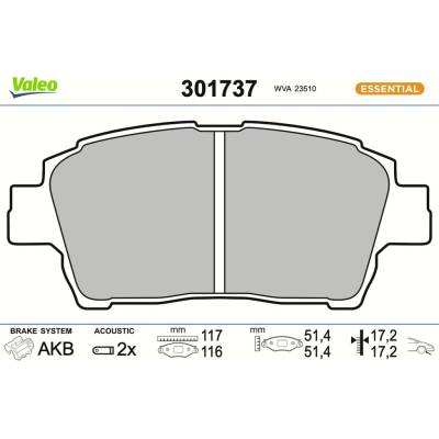VALEO Sada brzdových platničiek kotúčovej brzdy 301737