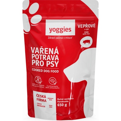 Yoggies Adult Vařená potrava vepřové maso s rýží 150 g – Sleviste.cz
