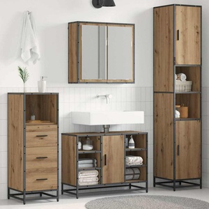 vidaXL Комплект мебели за баня 3 бр. Дъб 80 x 33 x 60 см (3402546)