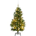 vidaXL Изкуствена коледна елха с шарнири, 150 LED и топки, 120 см (3210093)