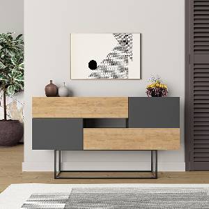 TopMebel Шкаф Eros TopMebel от меламин в цвят дъб - антрацит 145x40x82cm