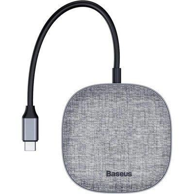Baseus USB-C Fabric Series Multifunctional Hub (CAHUB-DX0G) - мултифункционален хъб за свързване на допълнителна периферия за устройства с USB-C (тъмносив)