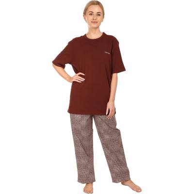 Calvin Klein Дамска пижама Calvin Klein кафява Calvin Klein | Kafyav Mnogotsveten | ЖЕНИ | XS