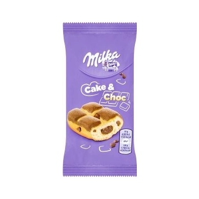 Milka Cake & choc jemné pečivo s kousky mléčné čokolády a čokoládovou náplní 35 g