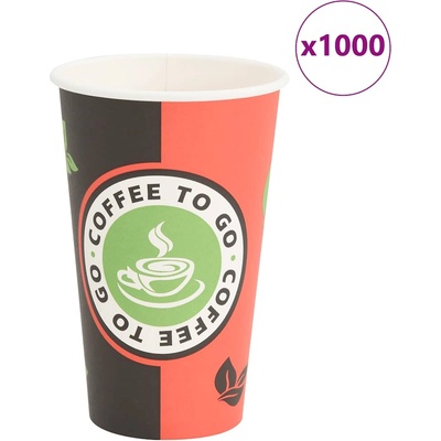 vidaXL Хартиени чаши за кафе 1000 бр. 16oz 400ml Червено и черно (4102789)