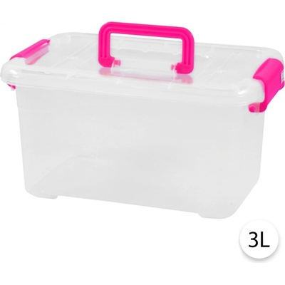 FunPlay úložný box s vekom 3L 28 x 20 x 15 cm ružová