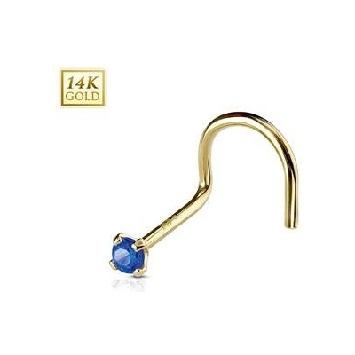 Šperky4U zlatý piercing do nosu kamínek ZL01127B-YG