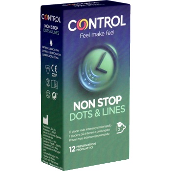 ostatní Control Single: Non Stop, 12 long love condoms with ribs and dots
