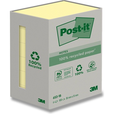 3M Post-it 653 - samolepicí recyklované bločky - 38x51 mm, 6×100 l. – Zboží Dáma