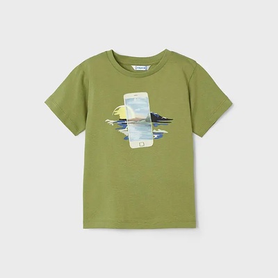 MAYORAL Тениска с къс ръкав лентикулярен принт пейзаж в зелено каки за мини момче Mayoral