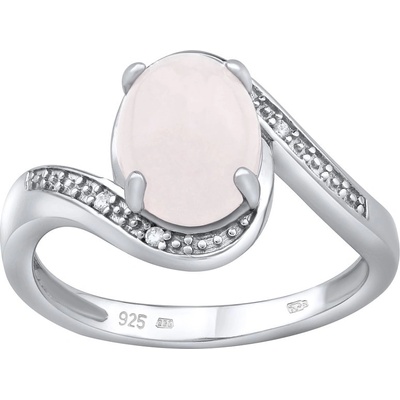 SILVEGO stříbrný prsten s přírodním Růženínem JST14809RO