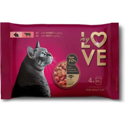 My Love adult cat s králíkem a hovězím 4 x 85 g