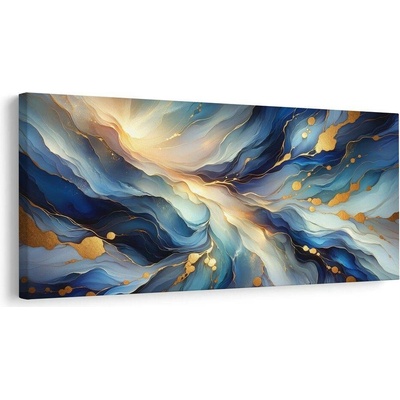 Obraz zlaté linie v modré hlubině - 100x50
