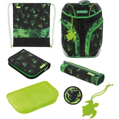 Herlitz Ученически комплект чанта-раница, мешка, несесери, кутия + значки SoftLight Plus GREENLine Explorer - Herlitz