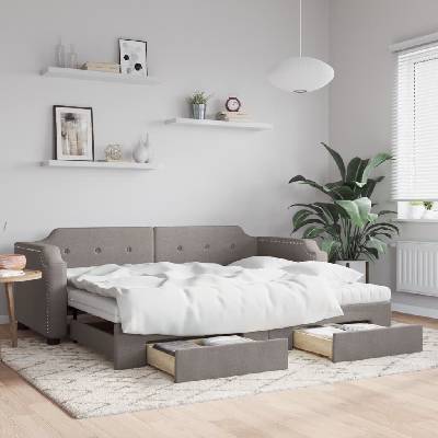 vidaXL Válenda s přistýlkou a zásuvkami taupe textil