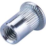 Fortum гайка за нитове klt. 30 бр. , M6, POP-NUT, поцинкована стомана, кръгла, отворена, с плосък ръб, назъбена FORTUM