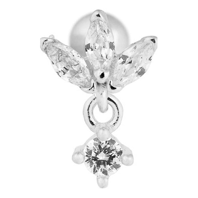 Franco Bene Zirkonové lístky stříbrná piercingová náušnice 332 – Zbozi.Blesk.cz