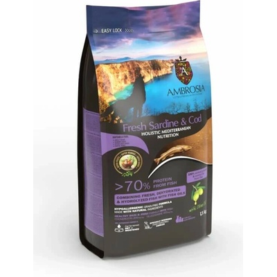 Ambrosia mediterranean Fresh sardine & cod senior streilized 5 kg