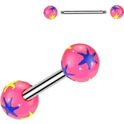 Šperky4U piercing do jazyka s hvězdami PJ01036-P