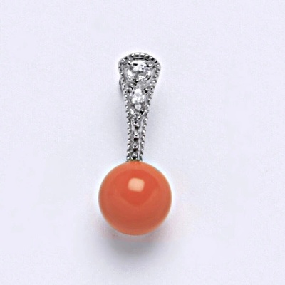 Čištín Stříbrný přívěšek Swarovski perla coral P 1241