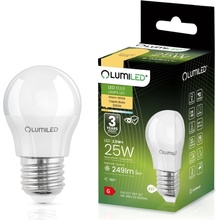 Lumiled LED žiarovka E27 P40 2,5W = 25W 249lm 3000K Warm 180°