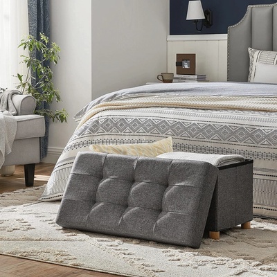 SONGMICS Úložný sedací box na nožkách 65 l tmavě šedý – Zboží Dáma