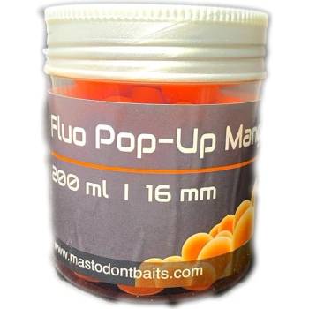 Mastodont Baits Fluo Pop-Up boilies Mango 200ml 16mm Oranžová
