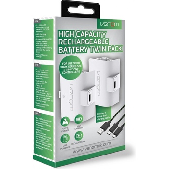 VENOM VS2874 Xbox Series S/X & One White High Capacity Twin Battery Pack + 3m kabel
