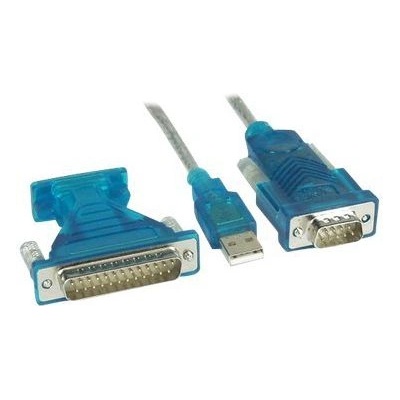 InLine 4043718014699 адаптер за видео кабел 1, 8 м USB Тип-A D-Sub (DB-9) Син, Прозрачен, Бяла (33396)