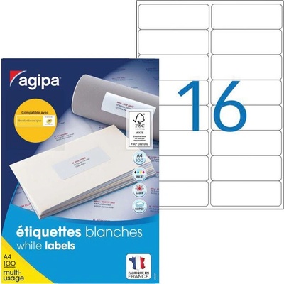 Etikety univerzálne 99,1x33,9mm Agipa A4 100 hárkov