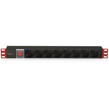 Image 1 of TECHLY I-CASE STRIP-81U разпределител на напрежение (PDU) 8 Изход(и) за променлив ток 1U Черен, Червен (TLY_023318)
