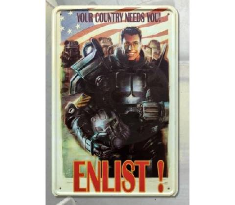 DEVplus Plechová ceduľa Fallout - Enlist
