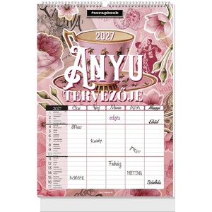 Lizzycalendar Стенен календар lizzycalendar b/4, вертикален, със спирална подвързия, „Мама-планирачка в стил скрапбук, 2027 г (7540226005)