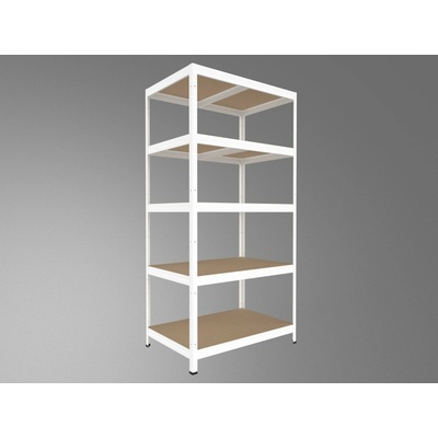 Biedrax Regál do domácnosti 35 x 90 x 180 cm, bílá, 5 polic MDF, nosnost 200 kg na polici
